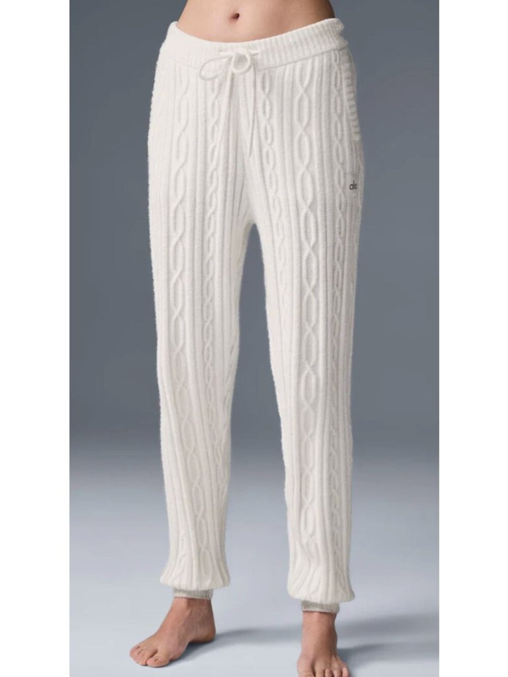 ALO Yoga Cable Knit Winter Bliss Pant Ivory Size Large